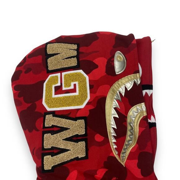 BAPE Color Camo Double Shark Full Zip Red Size S - Picture 3 of 12